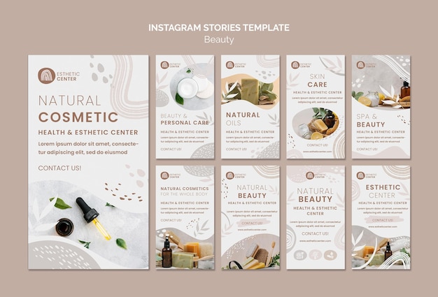 Modèle d'histoires de beauté instagram