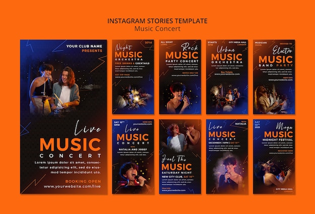 Modèle d&#39;histoires de concert de musique instagram