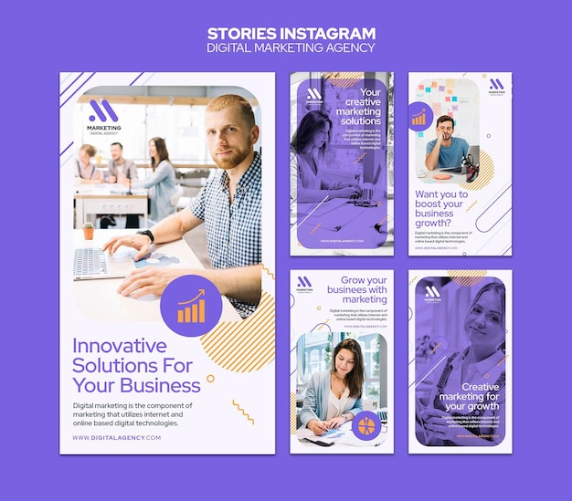 Modèle d'histoires instagram d'agence de marketing numérique