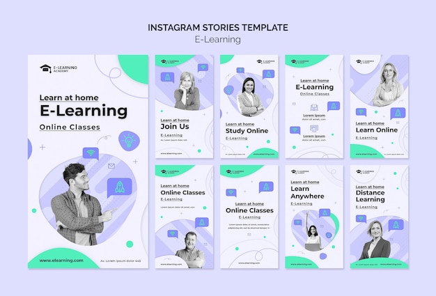 Modèle D'histoires Instagram D'apprentissage En Ligne