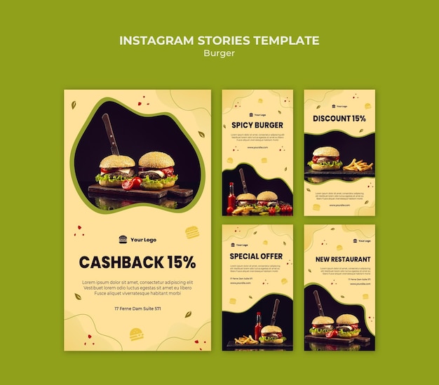 Modèle d'histoires instagram Burger