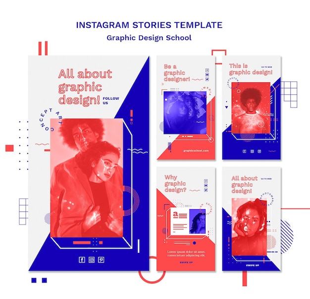 Modèle D'histoires Instagram De Concept D'école De Design Graphique