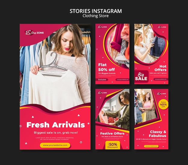 Modèle d'histoires instagram de concept de magasin de vêtements