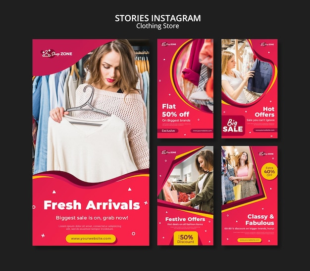 Modèle D'histoires Instagram De Concept De Magasin De Vêtements