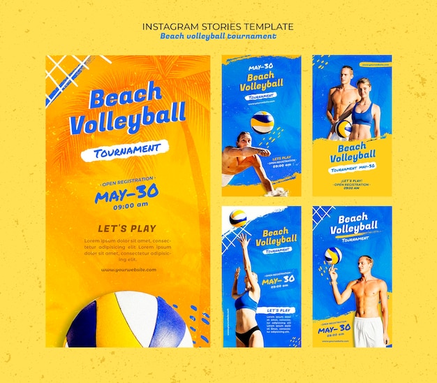 Modèle D'histoires Instagram De Concept De Volleyball De Plage