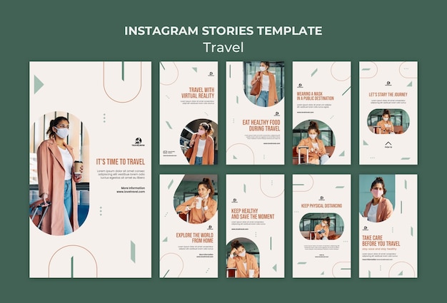 PSD modèle d'histoires instagram de concept de voyage