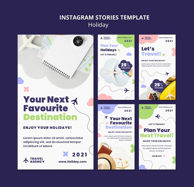 Modèle d'histoires instagram de concept de voyage
