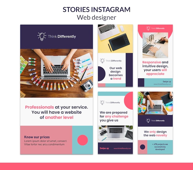 Modèle D'histoires Instagram De Conception Web