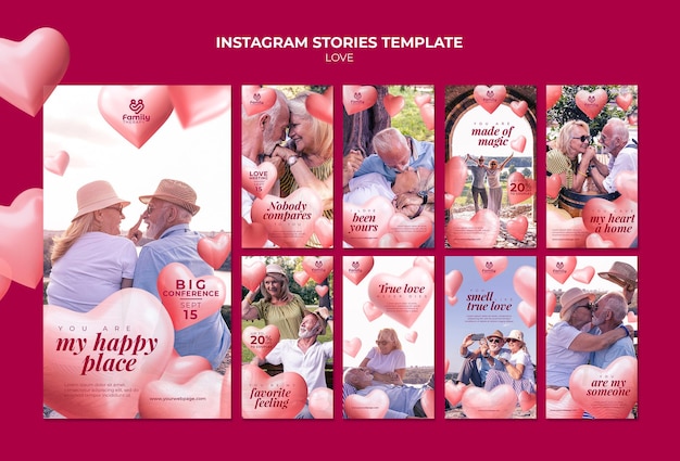 Modèle d'histoires instagram de couple de personnes âgées