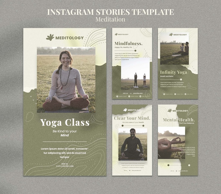 PSD modèle d'histoires instagram de cours de yoga