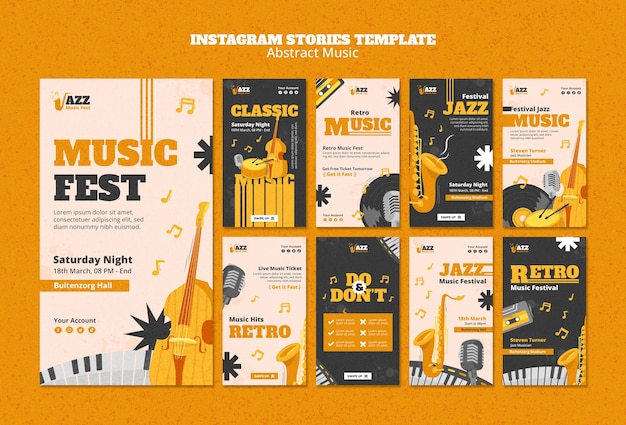 PSD modèle d'histoires instagram du festival de musique