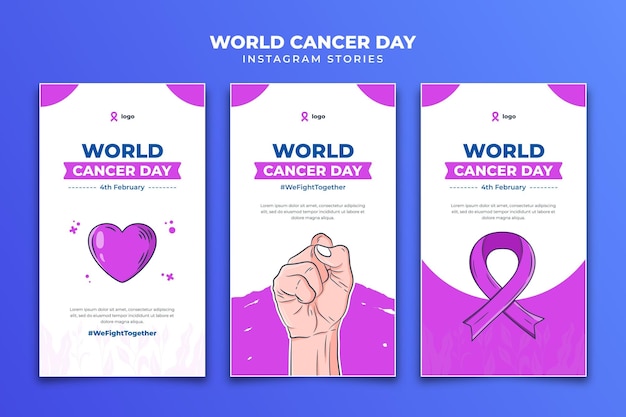 Modèle d'histoires instagram de la journée mondiale du cancer