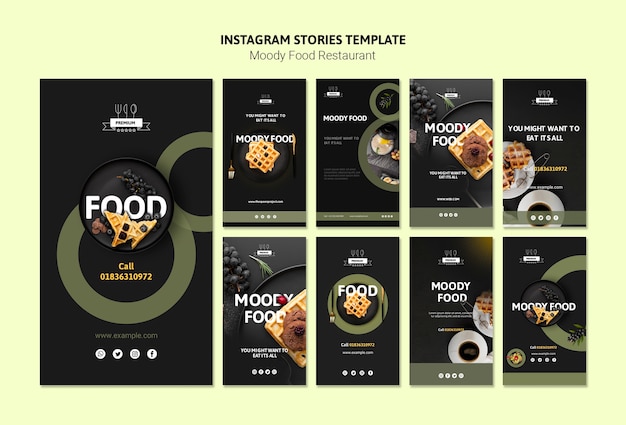 Modèle d'histoires instagram de nourriture Moody