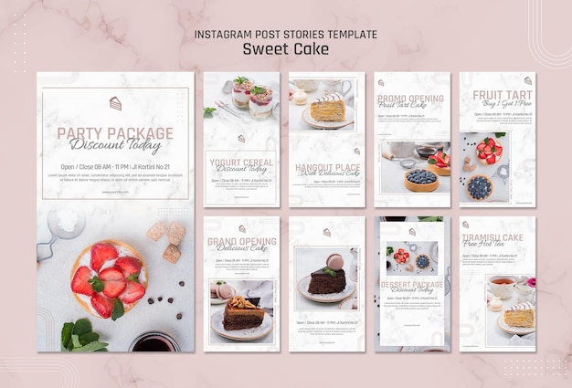 Modèle d'histoires instagram de pâtisserie sucrée