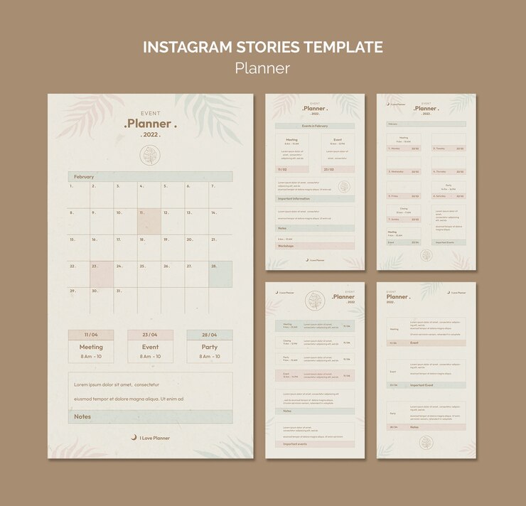 PSD modèle d'histoires instagram de planificateur minimal