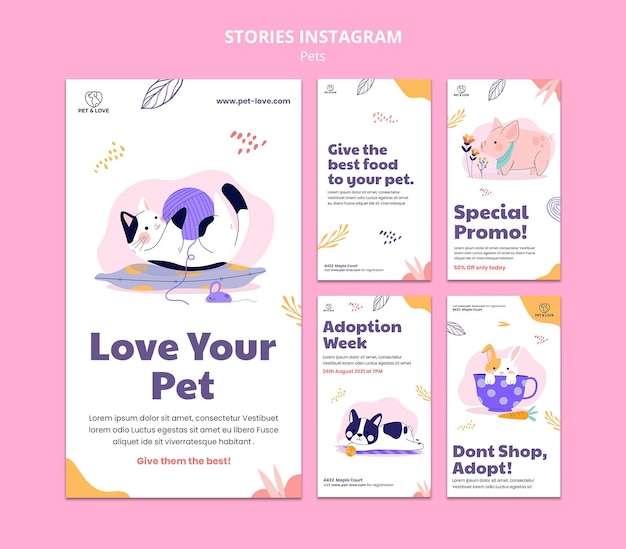 PSD modèle d'histoires instagram pour animaux de compagnie mignon