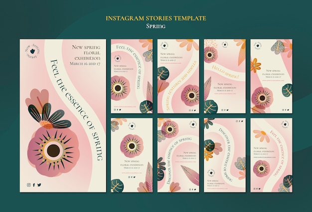 Modèle d'histoires instagram de printemps dégradé