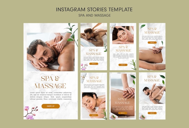 PSD modèle d'histoires instagram spa et massage