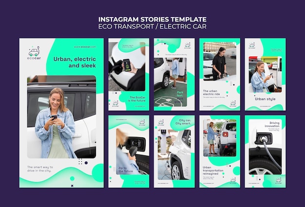 Modèle D'histoires Instagram De Transport écologique Design Plat