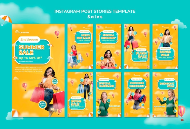 Modèle d'histoires instagram de vente d'été
