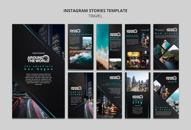 Modèle D'histoires Instagram De Voyage Futuriste