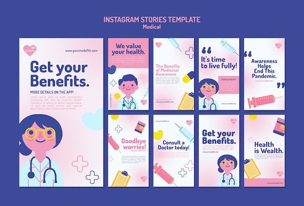 PSD modèle d'histoires médicales instagram