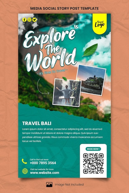 Modèle d'histoires sociales de médias d'aventures de voyage