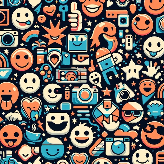 PSD modèle hyperréaliste d'emoticone souriante avatar emoji design fantaisiste texture de tissu sans couture