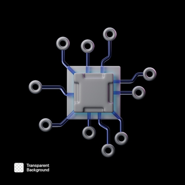 Modèle d'icône PNG d'intelligence artificielle 3D