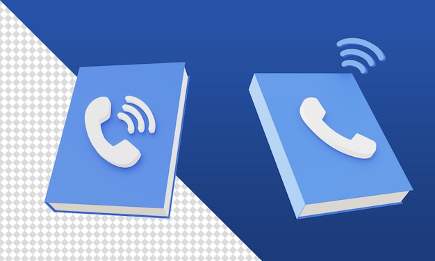 Modèle d'icônes d'annuaire téléphonique d'entreprise de rendu 3D pour les conceptions de médias sociaux d'applications mobiles Web UI UX