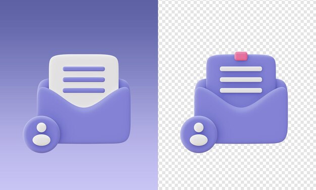 Modèle d'icônes d'e-mail de courrier de gens d'affaires de rendu 3d pour les conceptions de médias sociaux d'applications mobiles web UI UX