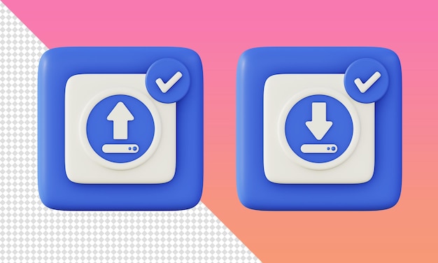 Modèle D'icônes De Téléchargement De Téléchargement Bleu Simple De Rendu 3d Pour Les Conceptions De Médias Sociaux D'applications Mobiles Web Ui Ux