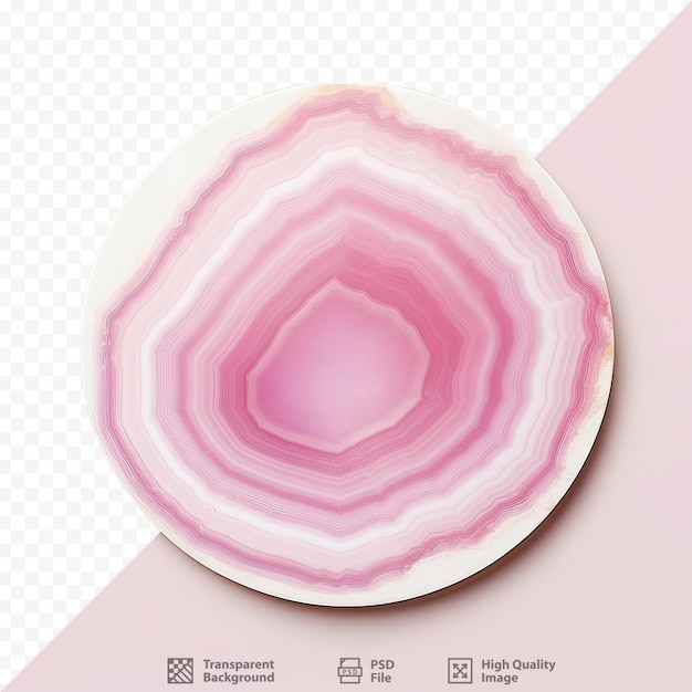 PSD modèle d'illustration aquarelle rose de dessous de verre en tranche d'agate sur fond transparent imprimé comme art raster