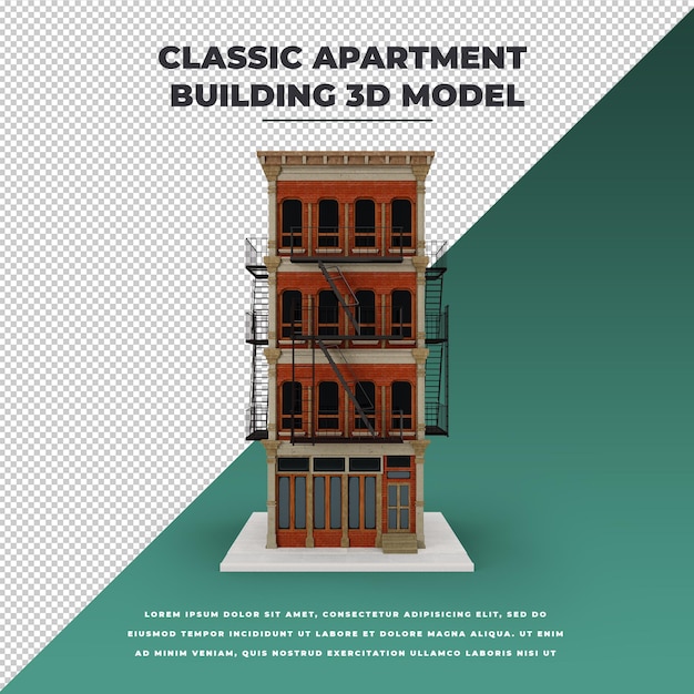 PSD modèle d'immeuble ou d'appartement en 3d