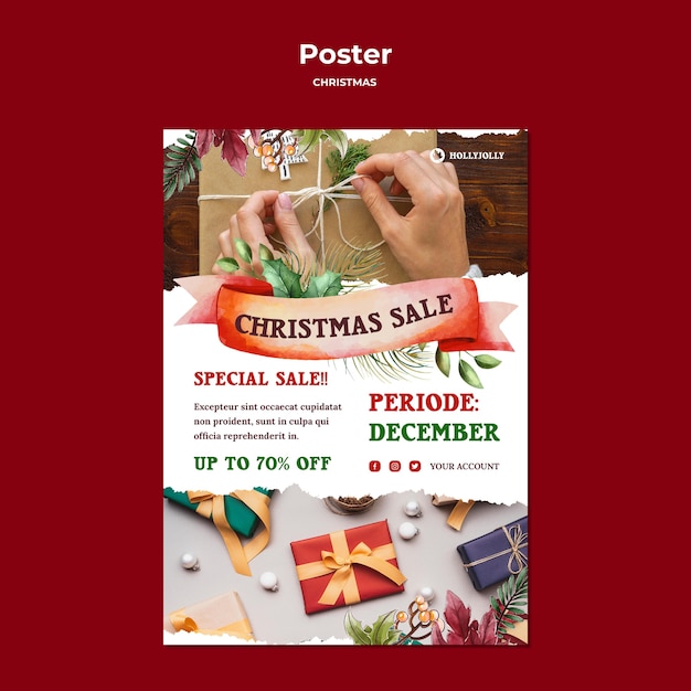 PSD modèle d'impression d'affiche de vente de noël