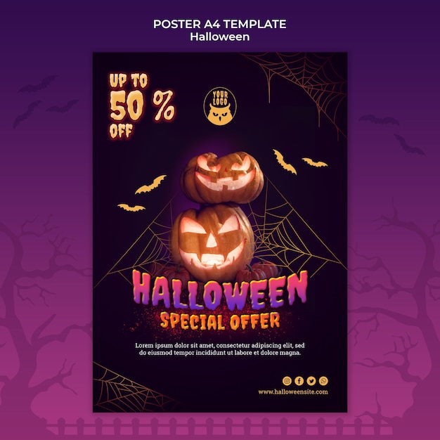 PSD modèle d'impression de fête d'halloween sombre