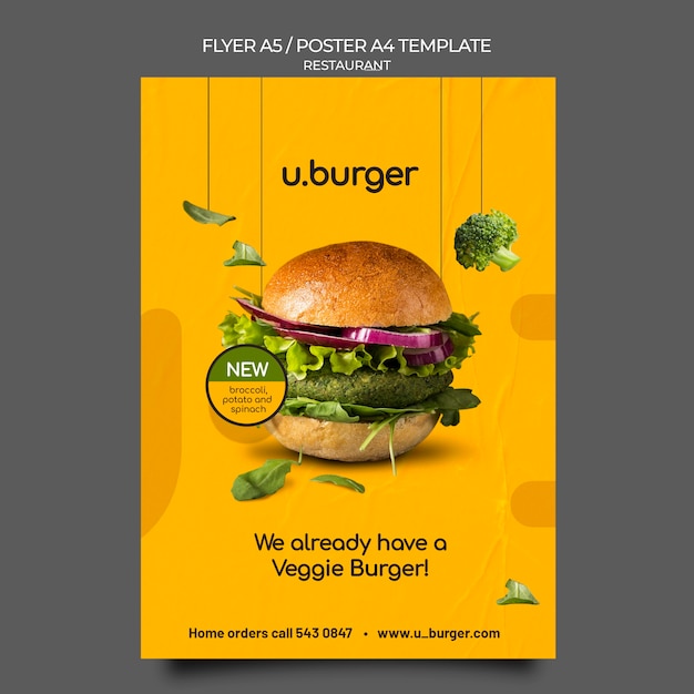 PSD modèle d'impression de restaurant burger