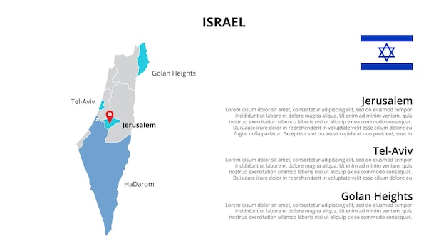 Modèle D'infographie De Carte Vectorielle D'israël Divisé Par états, Régions Ou Provinces Présentation De Diapositives