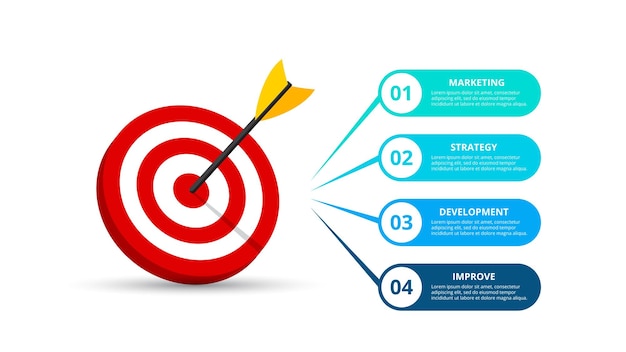 PSD modèle d'infographie avec cible et fléchette