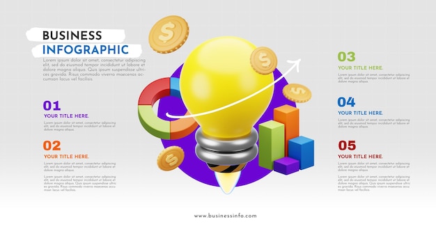 PSD modèle d'infographie d'entreprise avec des éléments 3d