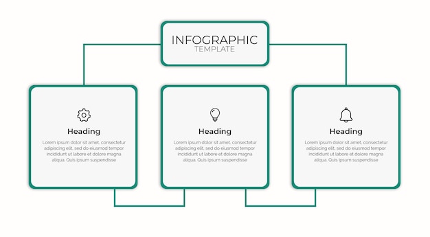 Modèle d'infographie avec trois sections et des icônes