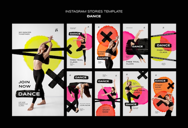 Modèle instagram de danse design plat