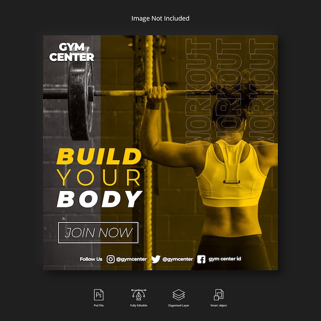 PSD modèle instagram de femme fitness gym médias sociaux ou flyer carré