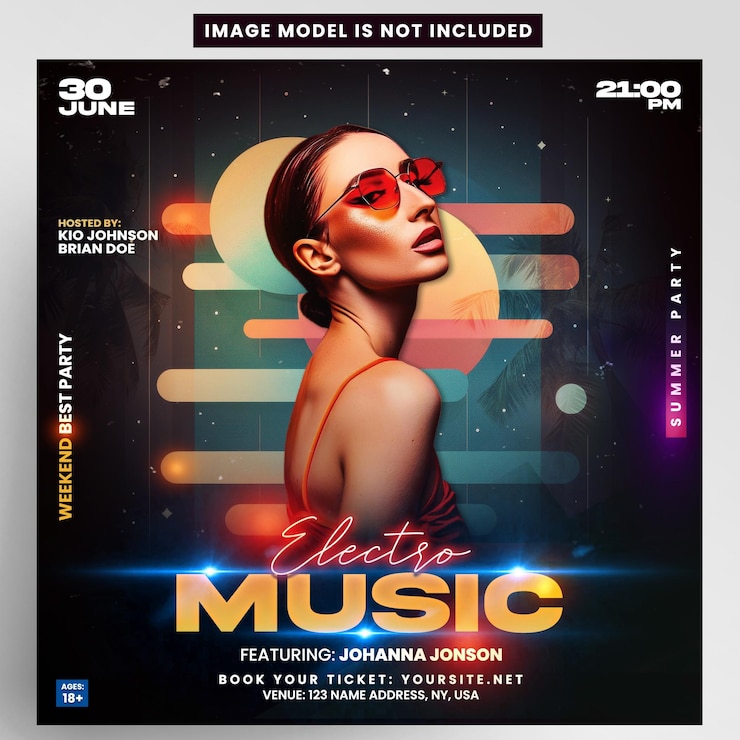 PSD modèle d'instagram pour les fêtes nocturnes