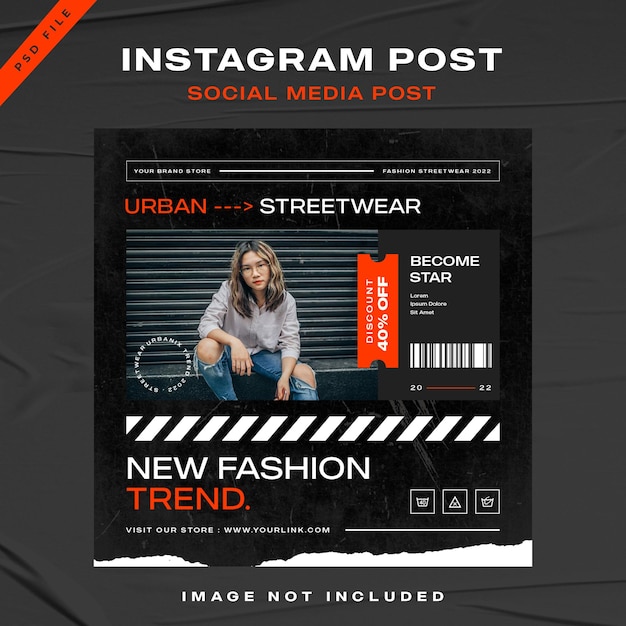 Modèle Instagram De Publication De Médias Sociaux De Mode Urbaine PSD Premium