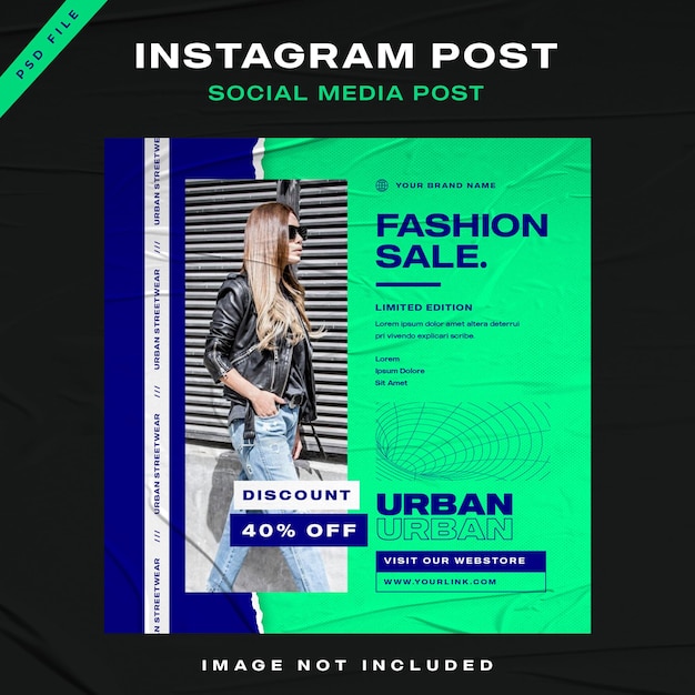 Modèle Instagram De Publication De Médias Sociaux De Mode Urbaine PSD Premium