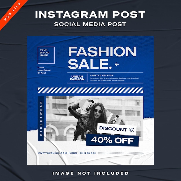 Modèle Instagram De Publication De Médias Sociaux De Mode Urbaine PSD Premium