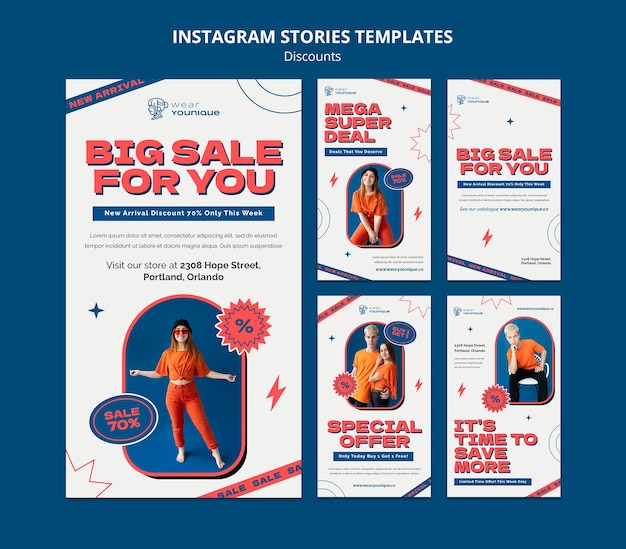 Modèle instagram de réduction design plat