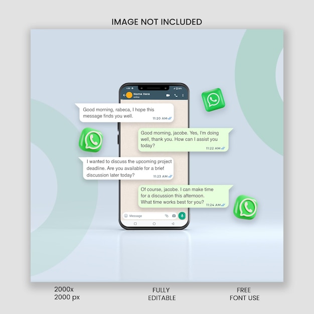 PSD modèle d'interface de chat whatsapp psd sur maquette de téléphone mobile