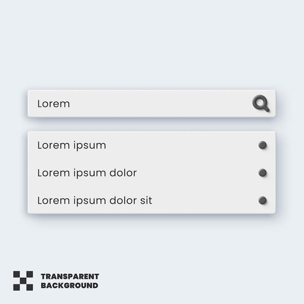 PSD modèle d'interface utilisateur de barre de recherche 3d